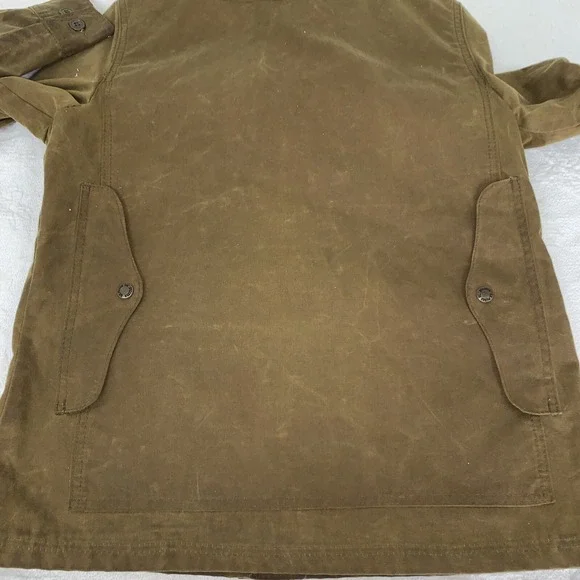 vtg Filson Tin Cloth Upland Game Field Jacket USA Made Size Medium Rear Pocket - Picture 11 of 13